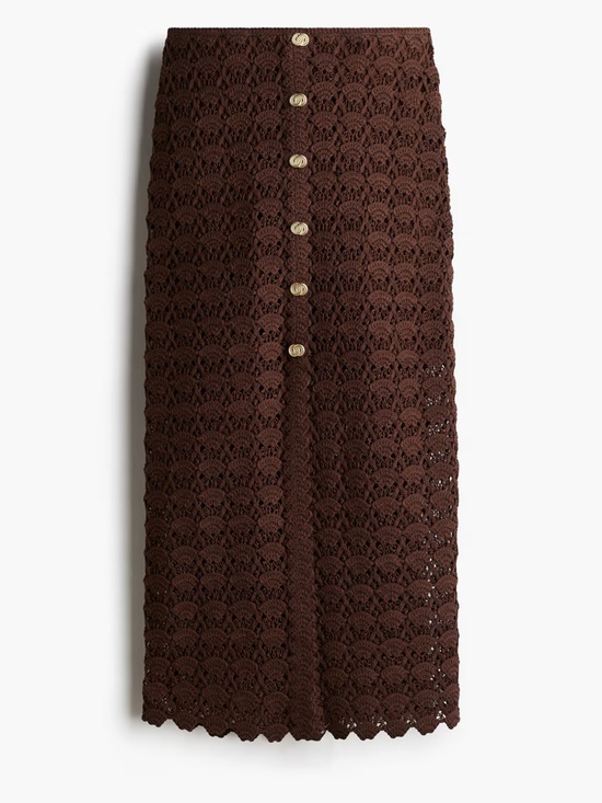 H&M Dresses & Skirts - H&M Edition - NWT brown Crochet gold Button-Front Midi Maxi Skirt
